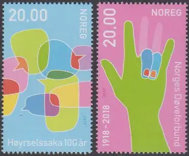 Norwegen MiNr. 1954-56 Gehörsinn und Sprache (2 Werte)