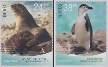 Norwegen MiNr. 1962-63 Fauna d.Bouvetinsel, Seebär, Pinguin, skl (2 Werte)