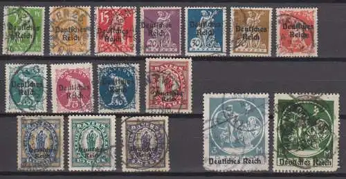 Deutsches Reich, aus Mi.Nr. 119-138 Bayernmarken mit Aufdruck Deutsches Reich