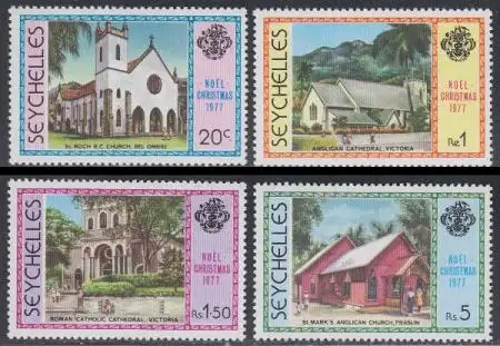 Seychellen Mi.Nr. 410-13 Weihnachten, Kirchen (4 Werte)