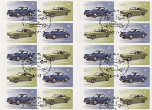 D,Bund Mi.Nr. Folienblatt 53 Klass.Automobile Porsche u.Ford skl (m.10x3213-14 )