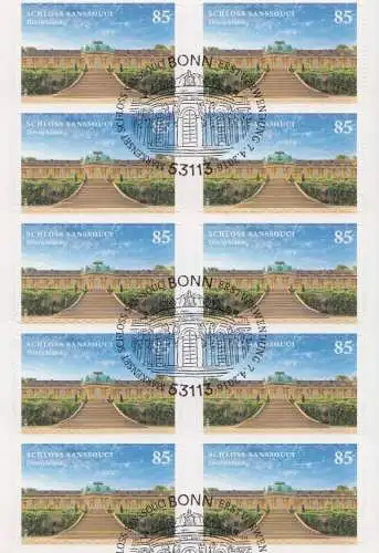D,Bund Mi.Nr. Folienblatt 56 Schloss Sanssouci Potsdam, skl. (mit 10x3231)