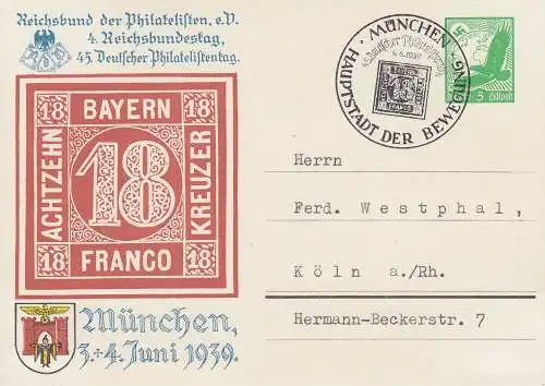 Dt. Reich Mi.Nr. LPP 202 Luftpost, Adler v.Weltkugel, Reichsbund d.Philatelisten