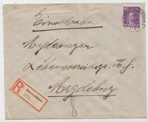 Deutsches Reich MiNr. 395, Einschreibebrief von Wasserkalfingen nach Magdeburg