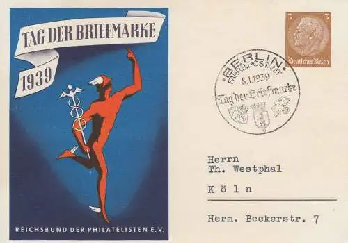 Dt. Reich Mi.Nr. P 239/02 Sonderpostkarte Tag der Briefmarke 1939