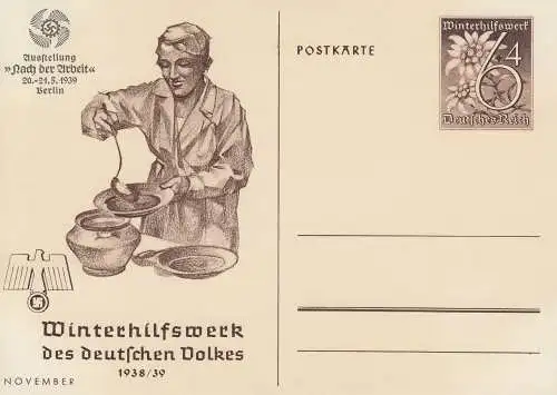 Dt. Reich Mi.Nr. P 274/02 Sonderpostkarte Winterhilswerk (November) 