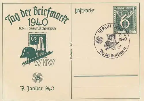 Dt. Reich Mi.Nr. P 288 Sonderpostkarte Tag der Briefmarke 1940
