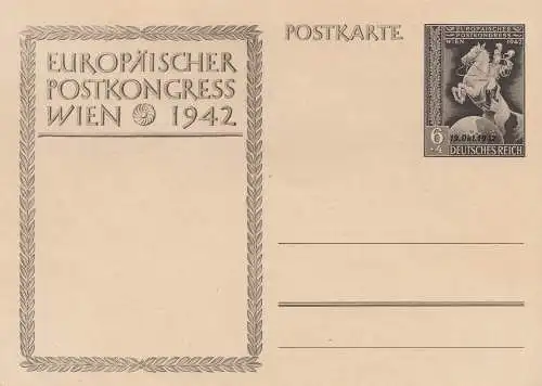 Dt. Reich Mi.Nr. P 295a Sonderpostkarte zum Europäischen Postkongress Wien 1942