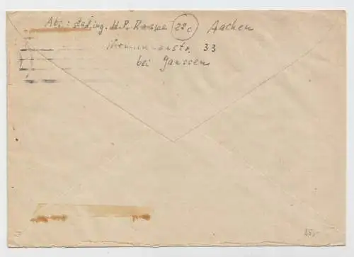 Bizone, MiNr. 103, Paar auf Brief von Aachen nach Bonn 1949