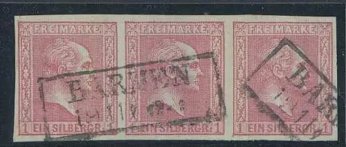 Preußen, Mi.Nr. 10, König Friedrich-Wilhelm IV., gestempelt, Dreierstreifen