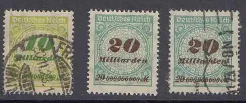D,Dt.Reich Mi.Nr.313A-330A, versch. Freimarken Rosetten/Korbdeckel-Muster