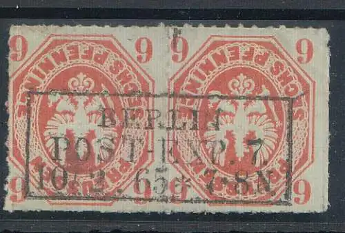 Preußen, Mi.Nr. 15, Paar, Preußischer Adler im Achteck, gestempelt "Berlin PE 7"