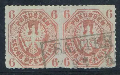 Preußen, Mi.Nr. 15, Paar, Preußischer Adler im Achteck, gestempelt "Samter"
