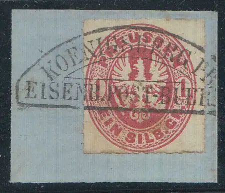 Preußen, Mi.Nr. 16, Preußischer Adler im Oval, gestempelt "Königsberg Eisenbahn"