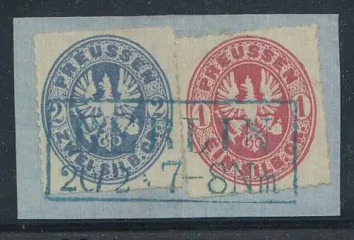 Preußen, Mi.Nr. 16 + 17, Preußischer Adler im Oval, gestempelt "Berlin"