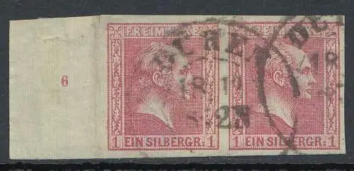 Preußen, Mi.Nr. 10, König Friedrich-Wilhelm IV., gest "Düren" mit Reihenzahl "6"