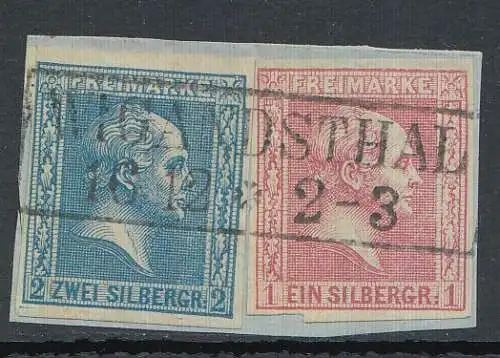 Preußen, Mi.Nr. 11 + 10, König Friedrich-Wilhelm IV., gestempelt "Wigandsthal"
