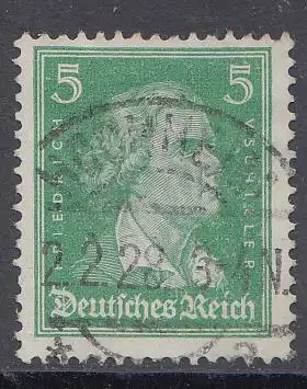 D,Dt.Reich Mi.Nr. 388 Friedrich von Schiller, Dichter 