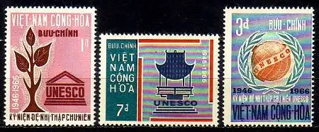 Süd-Vietnam Mi.Nr. 375-377 20 Jahre UNESCO (3 Werte)