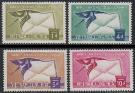 Süd-Vietnam Mi.Nr. 223-26 Flugpost, Kranich mit Luftpostbrief (4 Werte)