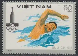 Vietnam Mi.Nr. 1099 Olymp. Sommerspiele Moskau, Schwimmen (60)