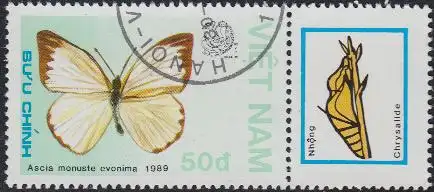 Vietnam Mi.Nr. 1992 Ausstellung INDIA'89, Schmetterling Ascia monuste (50)