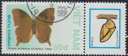 Vietnam Mi.Nr. 1993 Ausstellung INDIA'89, Schmetterling Anaea echemus (50)