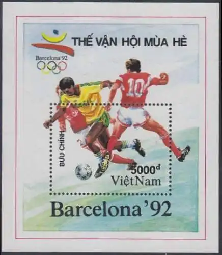 Vietnam Mi.Nr. Block 86 Olympia 1992 Barcelona, Fußball 