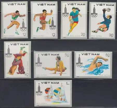 Vietnam Mi.Nr. 1093-1100U Olympische Sommerspiele Moskau, ungezähnt (8 Werte)