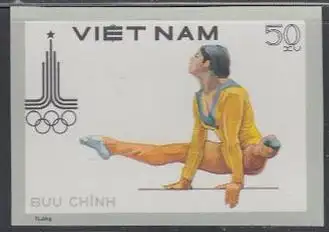 Vietnam Mi.Nr. 1098U Olymp. Sommerspiele Moskau, ungez., Turnen (50)