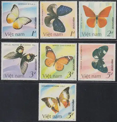 Vietnam Mi.Nr. 1802-08 Schmetterlinge (7 Werte)