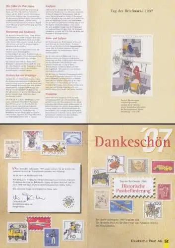 D,Bund Mi.Nr. Block 41 Tag d.Marke Hist.Flugzeug, Jahresgabe 1997 Postphilatelie