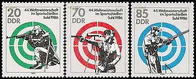 D,DDR Mi.Nr. 3045-47 WM im Sportschießen, Suhl (3 Werte)