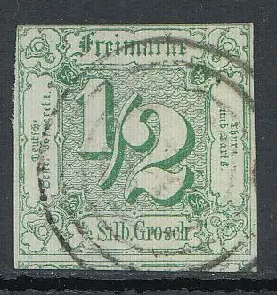 Thurn und Taxis, Mi.Nr. 14 Ziffern i. Quadrat gestempelt, geprüft