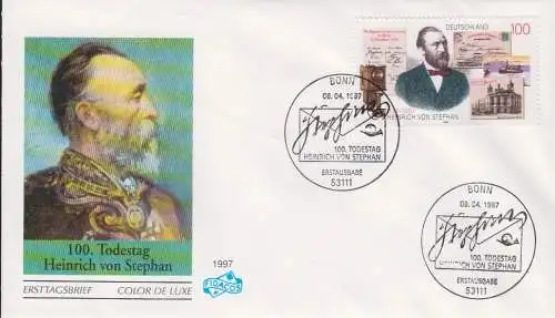 D,Bund Mi.Nr. 1912 Heinrich v. Stephan (2 Stempel Bonn 08.04.1997)