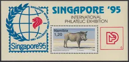 Namibia Mi.Nr. Block 23 Int.Briefmarkenausstellung SINGAPORE '95, Warzenschwein