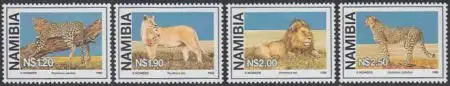 Namibia Mi.Nr. 927-30 Einheimische Großkatzen, Löwe, Gepard, Leopard (4 Werte)
