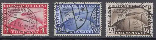 D,Dt.Reich Mi.Nr. 496-498 Zeppelin mit Aufdr. Chicagofahrt (3 Werte), gestempelt