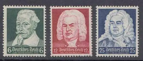 D,Dt.Reich Mi.Nr. 573-575 Schütz-, Bach-, Händel-Feier (3 Werte), postfrisch