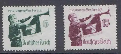 D,Dt.Reich Mi.Nr. 584-585x HJ, Fanfarenbläser der HJ, senkr.Gummiriff. (2 Werte)