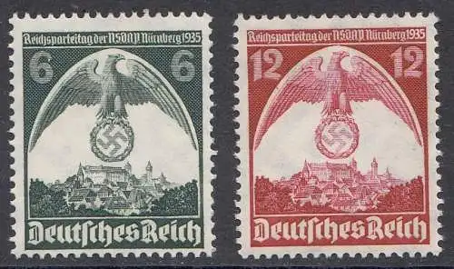 D,Dt.Reich Mi.Nr. 586-587X Nürnberger Parteiltag, Adler ü. Burg, norm.Wz. (2 W.)