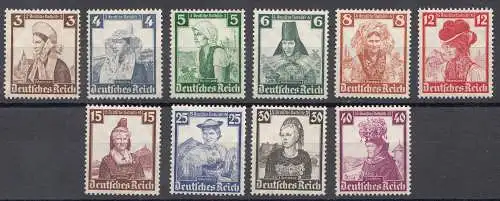 D,Dt.Reich Mi.Nr. 588-597 Nothilfe, Volkstrachten (10 Werte), postfrisch