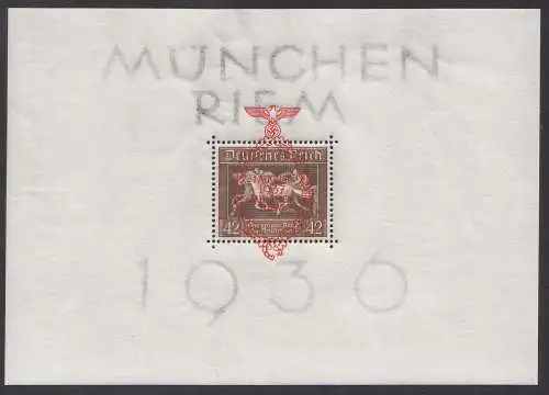 D,Dt.Reich Mi.Nr. Block 10 Braunes Band, München-Riem, Reiter, m.Aufdruck