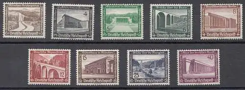 D,Dt.Reich Mi.Nr. 634-642 Winterhilfswerk, Moderne Bauten (9 Werte), postfrisch