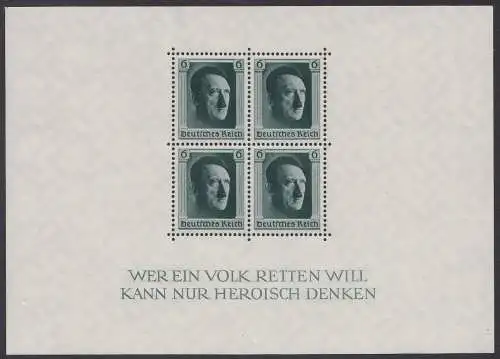 D,Dt.Reich Mi.Nr. Block 7 48. Geburtstag Adolf Hiltler, postfrisch