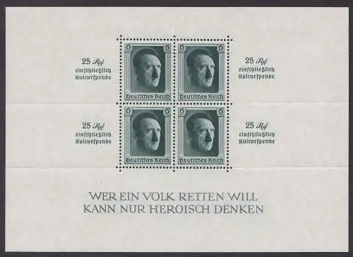 D,Dt.Reich Mi.Nr. Block 9 Hitler, Kulturspende, postfrisch