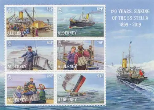 Alderney MiNr. Block 46, 120. Jahrestag des Untergangs des Dampfschiffes Stella