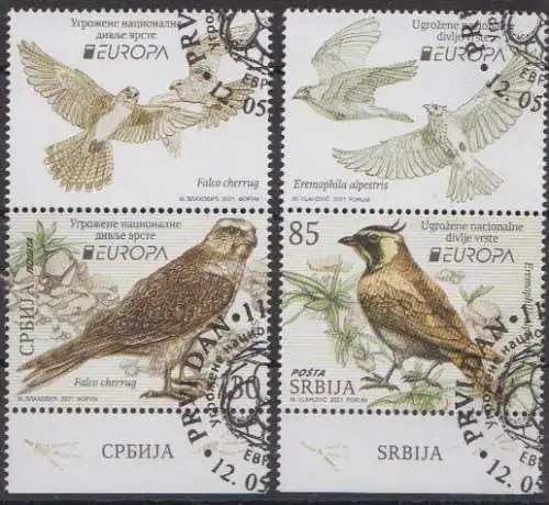 Serbien MiNr. 1005-1006 Europa 2001 Gefährdete Wildtiere, 2 Werte jeweils mit Zf