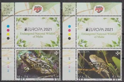 Malta MiNr. 2163-2164 Europa 2021 Gefährdete Wildtiere jeweils mit Zierfeld