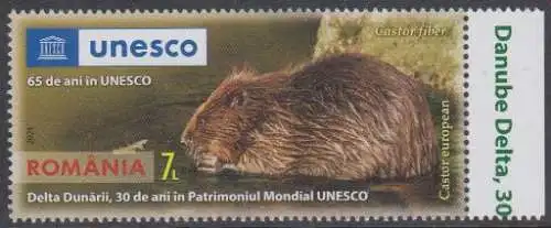 Rumänien MiNr. 7893 65 Jahre Mitgliedschaft in der UNESCO, Europäischer Biber
